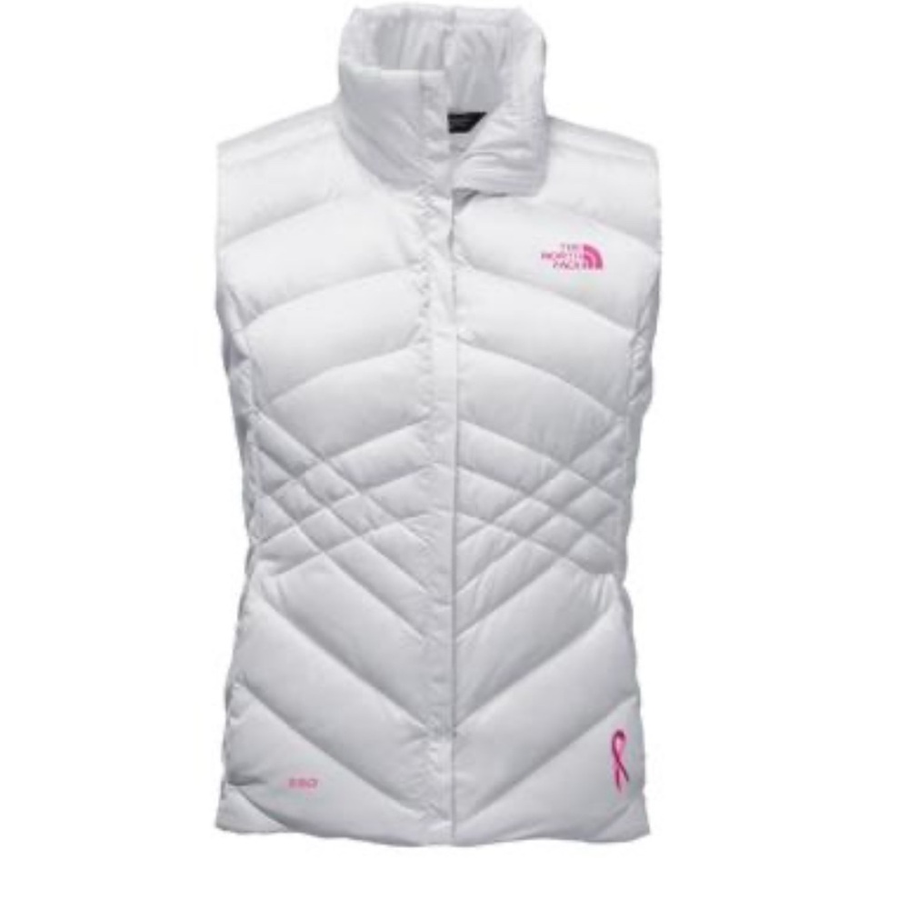 The North Face Women's White and Pink Quilted Vest